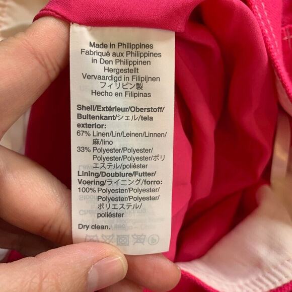 J Crew Skirt Womens 2 Barbie Pink Linen Blend Button Up Removable Belt Pockets - Picture 10 of 13